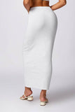 Casual long, high-waisted, hip-hugging maxi skirts
