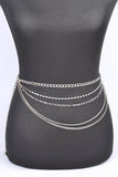 Plus Size Mix Chain Rhinestone Layered Chain Belt