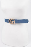 Plus Size Denim Logo Buckle Belt