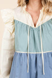 Plus Tiered Color Block Mini Dress
