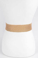 Metallic Faux Straw Elastic Belt
