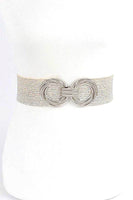 Metallic Faux Straw Elastic Belt
