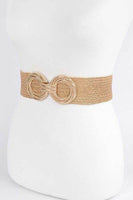 Metallic Faux Straw Elastic Belt