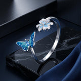 925 Sterling Silver Opal Nanometer Stone Plated Platinum Ring