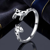 925 Sterling Silver Oxidized Giraffe Ring for Women