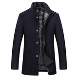 Casual Men's Wool Coat Men's Warm Stand Collar Wool Coat