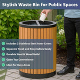 22-Gallon Heavy-Duty Commercial Outdoor Round Two-Stream Trash Can (SAK59821)