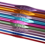 22-Piece: Aluminum Multi-Color Crochet Hook Needles