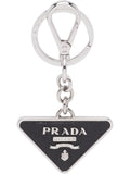 Prada Men Saffiano Leather And Metal Keychain