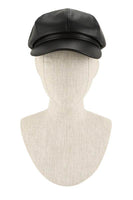 Vintage Faux Leather Solid Beret Cap
