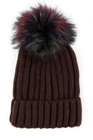 Mix Color Genuine Fur Pom Pom Beanie