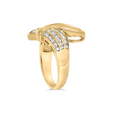14K Yellow Gold 1 1/3 Cttw Channel Set Diamond Bypass Cocktail Ring (J-K Color, I1-I2 Clarity) - Ring Size 7