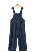Plaid Print Buttoned Pocketed High Waist Overall
