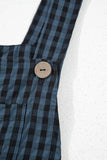 Plaid Print Buttoned Pocketed High Waist Overall