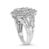Sterling Silver 1 Cttw Diamond Pear-Shaped Triple Halo Cluster Ring
