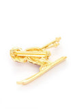 Crystal Skier Brooch