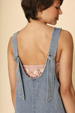 Denim scoop neck overall dress