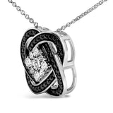 Black Rhodium Plated Sterling Silver Diamond Accent Geometric Knot Pendant Necklace