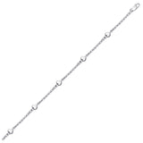 14k White Gold Anklet with Puffed Heart Design