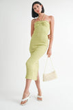 MIDI HALTER NECK OPEN BACK DRESS