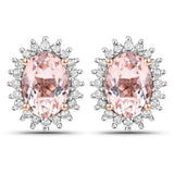 1.61 Carat Genuine Morganite and White Diamond 14K Rose Gold Earrings