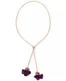 Inc Gold-Tone Color Bead and Flower 40In Adjustable Lariat Necklace