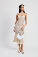 SQUARE NECK MIDI BIAS DRESS