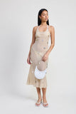 SQUARE NECK MIDI BIAS DRESS