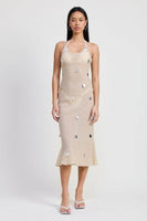 SQUARE NECK MIDI BIAS DRESS