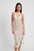 SQUARE NECK MIDI BIAS DRESS