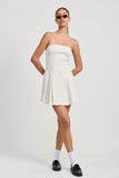 STRAPLESS MINI RUFFLE DRESS