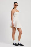 STRAPLESS MINI RUFFLE DRESS