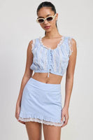RUFFLED MINI SKIRT WITH LACE DETAIL