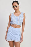 RUFFLED MINI SKIRT WITH LACE DETAIL