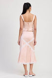 MID SATIN SKIRT WITH LACE DETAIL