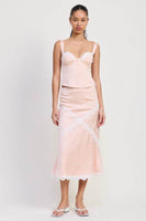 MID SATIN SKIRT WITH LACE DETAIL