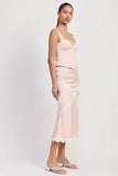 MID SATIN SKIRT WITH LACE DETAIL