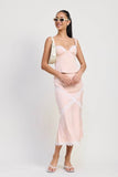 MID SATIN SKIRT WITH LACE DETAIL