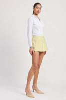 CONTRASTED WAIST BAND PLEATED SKORT
