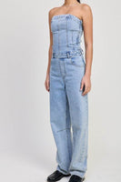 STRAPLESS DENIM JUMPSUIT