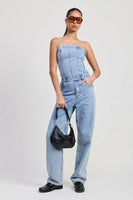 STRAPLESS DENIM JUMPSUIT