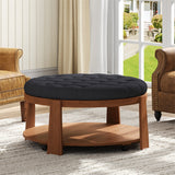 Modern Large Round Ottoman and Coffee Table 2-Tier