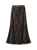 Velvet leopard midi skirt