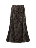 Velvet leopard midi skirt