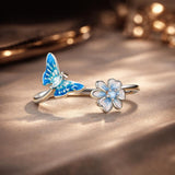 925 Sterling Silver Opal Nanometer Stone Plated Platinum Ring