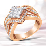 Two-Tone 10KT Gold Diamond Bypass Cocktail Ring (1 1/2 cttw, H-I Color, I1-I2 Clarity)