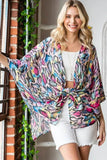 Heimish Full Size Multi Color Snake Open Cardigan Plus Size