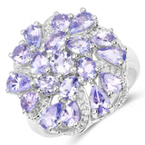 3.35 Carat Genuine Tanzanite .925 Sterling Silver Ring