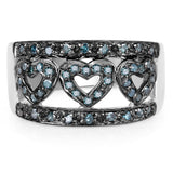 0.32 Carat Genuine Blue Diamond .925 Sterling Silver Ring