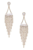 Fringe Rhinestone CZ Chandelier Earrings